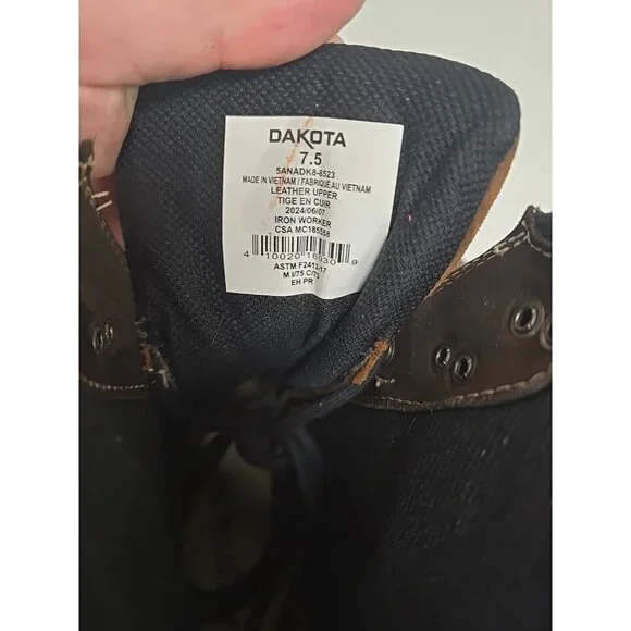 DAKOTA Men's 8'' 523 Steel Toe Steel Plate Ironworker Work Boots Brown Size 7.5M - Picture 4 of 10